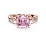 Rose gold Fancy Pink Asscher  Solitaire Bezel-Set Diamond Ring with Beaded Band and Four-Prong Setting_49