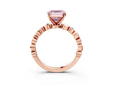 Rose gold Fancy Pink Asscher  Solitaire Bezel-Set Diamond Ring with Beaded Band and Four-Prong Setting_52