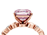Rose gold Fancy Pink Asscher  Solitaire Bezel-Set Diamond Ring with Beaded Band and Four-Prong Setting_53