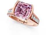 Rose gold Fancy Pink Asscher  Solitaire Bezel-Set Diamond Ring with Channel-Set Band_18