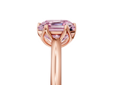 Rose gold Fancy Pink Asscher  Solitaire Cathedral Diamond Ring with Six-Prong Setting_25