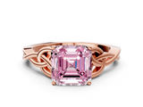 Rose gold Fancy Pink Asscher  Solitaire Celtic Knot Engagement Ring with Four-Prong Setting_68