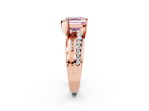 Rose gold Fancy Pink Asscher  Solitaire Channel-Set Split Shank Ring with Tension Prong Setting