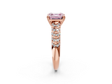 Rose gold Fancy Pink Asscher  Solitaire Chevron Pave Diamond Engagement Ring with Six-Prong Setting_5