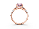 Rose gold Fancy Pink Asscher  Solitaire Chevron Pave Diamond Engagement Ring with Six-Prong Setting_6