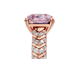 Rose gold Fancy Pink Asscher  Solitaire Chevron Pave Diamond Engagement Ring with Six-Prong Setting_8