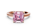 Rose gold Fancy Pink Asscher  Solitaire Diamond Engagement Ring with Four-Prong Setting on a Classic Band_19