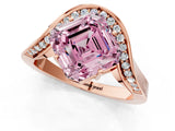 Rose gold Fancy Pink Asscher  Solitaire Diamond Engagement Ring with Pave Band and Four-Prong Setting 3