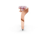 Rose gold Fancy Pink Asscher  Solitaire Diamond Engagement Ring with Pave Band and Four-Prong Setting 4