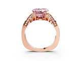 Rose gold Fancy Pink Asscher  Solitaire Diamond Engagement Ring with Pave Band and Four-Prong Setting 5