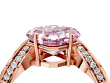 Rose gold Fancy Pink Asscher  Solitaire Diamond Engagement Ring with Pave Band and Four-Prong Setting