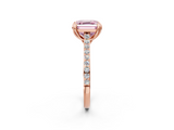 Rose gold Fancy Pink Asscher  Solitaire Diamond Engagement Ring with Pave Band and Six-Prong Setting_2