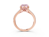 Rose gold Fancy Pink Asscher  Solitaire Diamond Engagement Ring with Pave Band and Six-Prong Setting_3