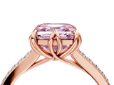 Rose gold Fancy Pink Asscher  Solitaire Diamond Engagement Ring with Pave Band and Six-Prong Setting_4