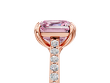 Rose gold Fancy Pink Asscher  Solitaire Diamond Engagement Ring with Pave Band and Six-Prong Setting_5