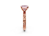 Rose gold Fancy Pink Asscher  Solitaire Diamond Engagement Ring with XO Engraved Band and Four-Prong Setting 3
