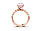 Rose gold Fancy Pink Asscher  Solitaire Diamond Engagement Ring with XO Engraved Band and Four-Prong Setting 4