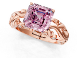 Rose gold Fancy Pink Asscher  Solitaire Diamond Leaf Vine Band with Prong Setting_18