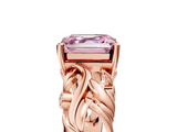 Rose gold Fancy Pink Asscher  Solitaire Diamond Leaf Vine Band with Prong Setting_22