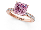 Rose gold Fancy Pink Asscher  Solitaire Diamond Pavé Band with Four-Prong Setting_1