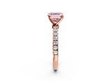 Rose gold Fancy Pink Asscher  Solitaire Diamond Pavé Band with Four-Prong Setting_2