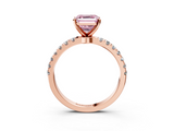 Rose gold Fancy Pink Asscher  Solitaire Diamond Pavé Band with Four-Prong Setting_3