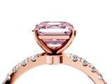 Rose gold Fancy Pink Asscher  Solitaire Diamond Pavé Band with Four-Prong Setting_4