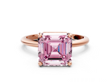Rose gold Fancy Pink Asscher  Solitaire Diamond Ring with 4-Prong Setting on a Classic Band_3