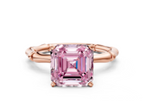 Rose gold Fancy Pink Asscher  Solitaire Diamond Ring with Bamboo Band and Four-Prong Setting_17