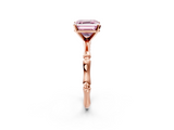 Rose gold Fancy Pink Asscher  Solitaire Diamond Ring with Bamboo Band and Four-Prong Setting_19
