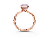Rose gold Fancy Pink Asscher  Solitaire Diamond Ring with Bamboo Band and Four-Prong Setting_20