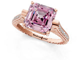 Rose gold Fancy Pink Asscher  Solitaire Diamond Ring with Channel Set Band and Bezel Prong Setting_56