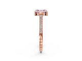 Rose gold Fancy Pink Asscher  Solitaire Diamond Ring with Channel Set Band and Bezel Prong Setting_57