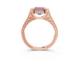 Rose gold Fancy Pink Asscher  Solitaire Diamond Ring with Channel Set Band and Bezel Prong Setting_58
