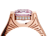 Rose gold Fancy Pink Asscher  Solitaire Diamond Ring with Channel Set Band and Bezel Prong Setting_59