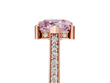 Rose gold Fancy Pink Asscher  Solitaire Diamond Ring with Channel Set Band and Bezel Prong Setting_60