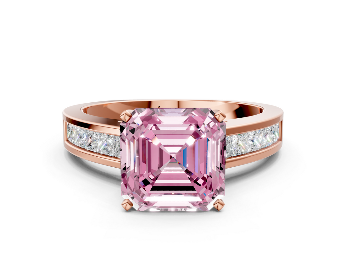 Rose gold Fancy Pink Asscher  Solitaire Diamond Ring with Channel-Set Band and Four-Prong Setting_21