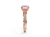 Rose gold Fancy Pink Asscher  Solitaire Diamond Ring with Channel Set Band and Six-Prong Setting_53