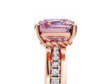 Rose gold Fancy Pink Asscher  Solitaire Diamond Ring with Channel Set Band and Six-Prong Setting_56