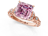 Rose gold Fancy Pink Asscher  Solitaire Diamond Ring with Filigree Band and Four-Prong Setting_1