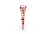 Rose gold Fancy Pink Asscher  Solitaire Diamond Ring with Filigree Band and Four-Prong Setting_2