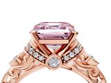 Rose gold Fancy Pink Asscher  Solitaire Diamond Ring with Filigree Band and Four-Prong Setting_4