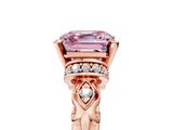 Rose gold Fancy Pink Asscher  Solitaire Diamond Ring with Filigree Band and Four-Prong Setting_5