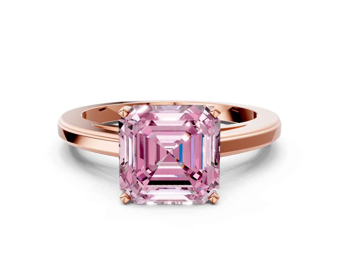 Rose gold Fancy Pink Asscher  Solitaire Diamond Ring with Four-Prong Setting and Classic Band_20