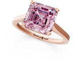 Rose gold Fancy Pink Asscher  Solitaire Diamond Ring with Four-Prong Setting and Tapered Band 2
