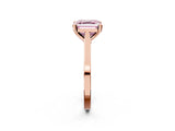 Rose gold Fancy Pink Asscher  Solitaire Diamond Ring with Four-Prong Setting and Tapered Band 3