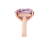 Rose gold Fancy Pink Asscher  Solitaire Diamond Ring with Four-Prong Setting and Tapered Band