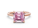 Rose gold Fancy Pink Asscher  Solitaire Diamond Ring with Four-Prong Setting on a Plain Band_20