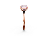 Rose gold Fancy Pink Asscher  Solitaire Diamond Ring with Four-Prong Setting on a Plain Band_22