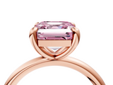 Rose gold Fancy Pink Asscher  Solitaire Diamond Ring with Four-Prong Setting on a Plain Band_24